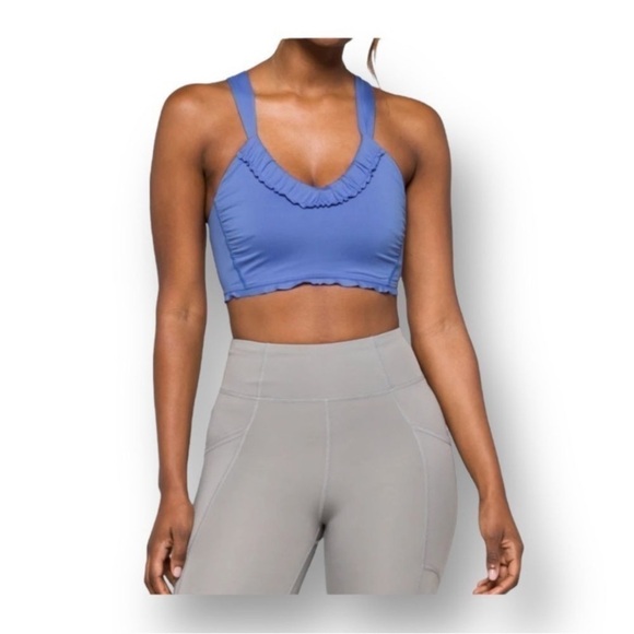 Free People Down The Line Bra Blue Ruffle Size Large - Picture 2 of 11